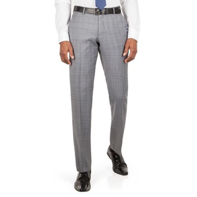 Ben Sherman Grey heritage check plain front slim fit kings suit trouser